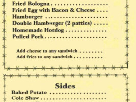 Pioneer Inn And Grill menu