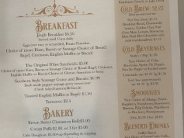 Silver Bells Cafe menu