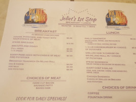 Joliet 1st Stop menu