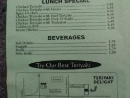 Delight Teriyaki menu