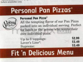 Pizza Hut menu