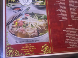 Pho menu