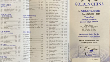 Golden China menu