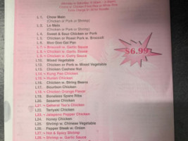 Eastern Empire Chinese menu