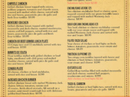 Mariachis Mexican menu