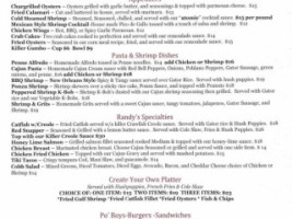 Randy's Shrimp Oyster menu