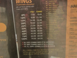 Rockin Wings menu