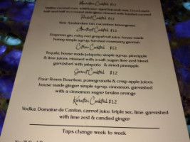 Bernadette’s Crystal Gardens menu