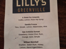 Lilly’s Greenville menu