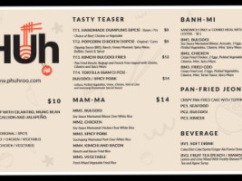 Phuhroo menu