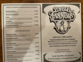 Uncle Tannous menu