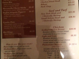 Plainsman Steakhouse Lounge menu