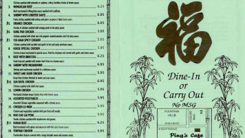 Ping's Cafe menu