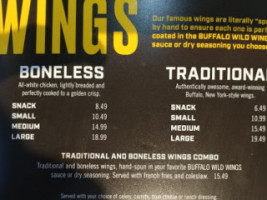 Buffalo Wild Wings menu