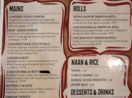 Bundu Khan menu