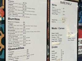 Taconhambre menu