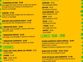 Sunshine Cafe menu