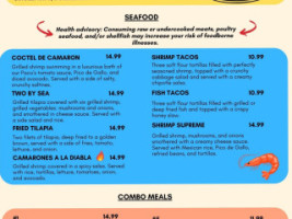 Paco's Mexican menu