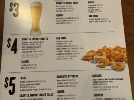 Buffalo Wild Wings menu