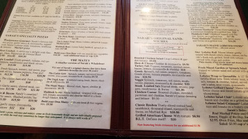 Sarah's Cafe Twin Schooners Pub menu