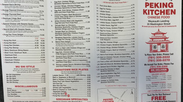 Peking Kitchen Weymouth menu