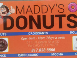 Maddy's Donuts menu