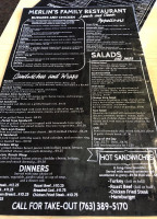 Merlin's Family Restaurant menu