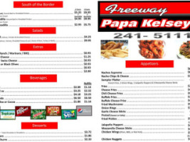 Papa Kelsey's menu