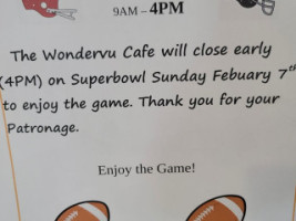 Wondervu Cafe menu