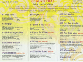 Chai-yo Thai menu