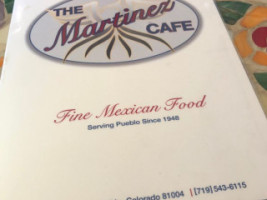 The Martinez Cafe menu