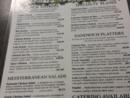 Mediterranean Grill Cafe menu