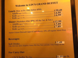 Lin's Grand Buffet -baseline menu