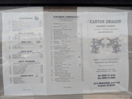 Canton Dragon menu