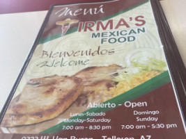 Irma's Mexican Food menu