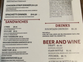 Tony's Pizza Palace menu