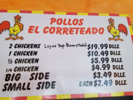 Pollos El Correteado menu