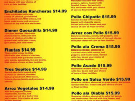 Mi Linda Sierra Mexican menu