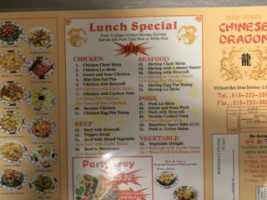 Chinese Dragon menu