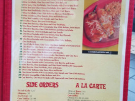 Cholula's Mexican menu