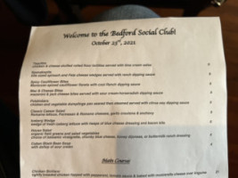 Bedford Social Club menu