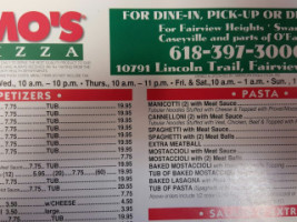 Imo's Pizza menu