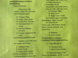 Aracelis Foods Mexican And Puerto Rican menu