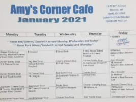 Amy's Corner Cafe menu