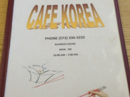 Cafe Korea menu