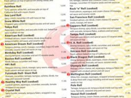 Saito's Japanese Steakhouse menu