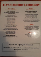 Kj's Grilling Company menu