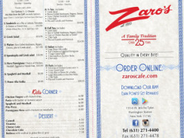 Zaros Cafe menu