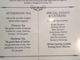 Sassafras Lunch Tea Room menu