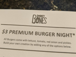 Smokey Bones Melbourne menu